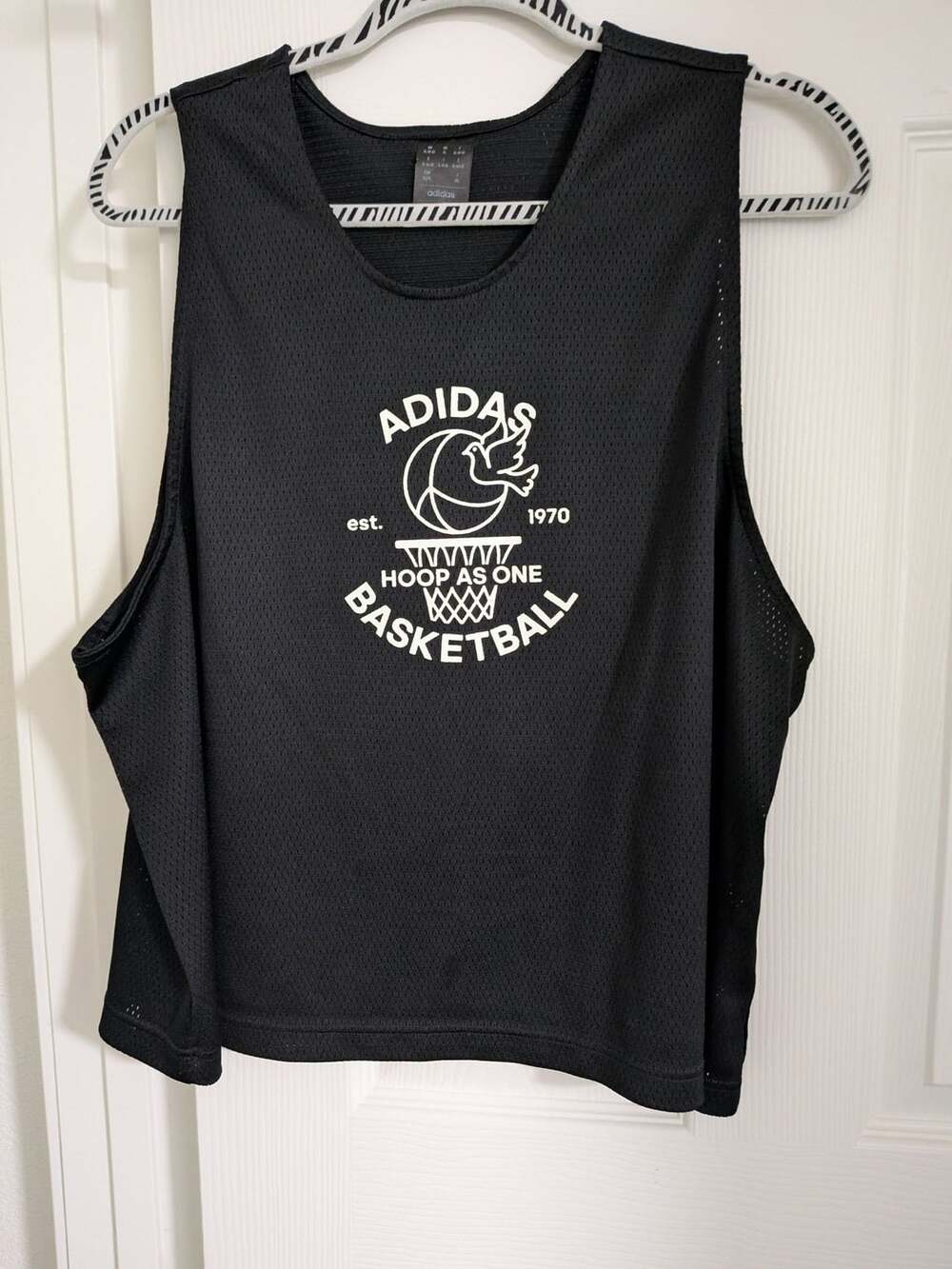 Adidas Hoop As One Basketball Tank Top Size M Black Mesh